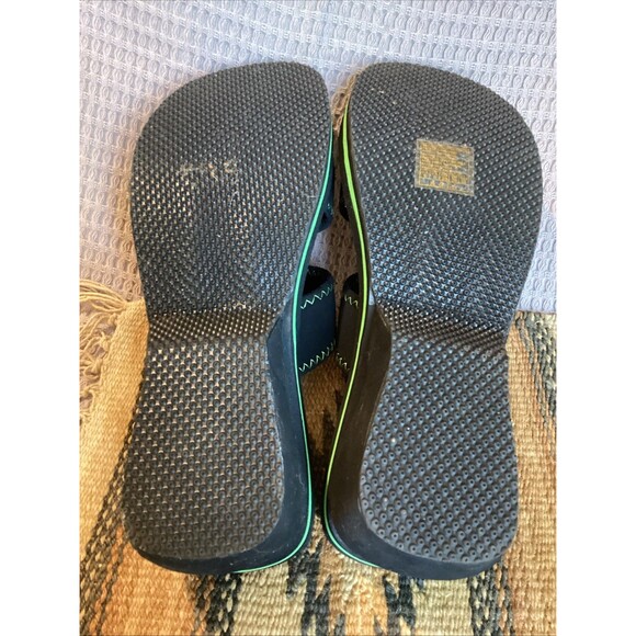 Skechers Cali Sandals Slide Sporty Slip On Black & Green Fabric Flats Womens 9 - Picture 11 of 14